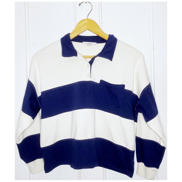 KIRIOUS LOS ANGELES Tops - Atelier by Kirious size S striped oversized cropped preppy casual rugby polo top